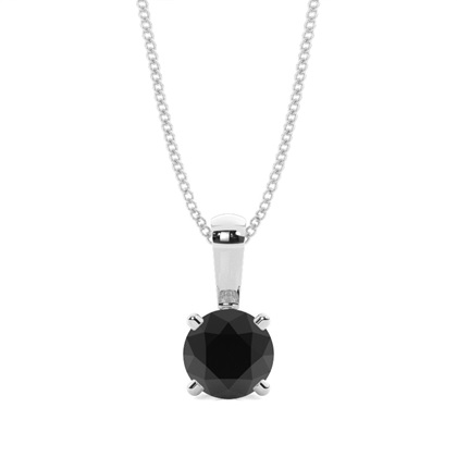 4 Prong Setting Black Diamond Solitaire Pendant