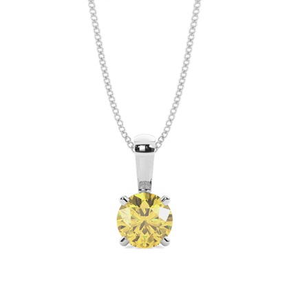 4 Prong Yellow Diamond Solitaire Pendant