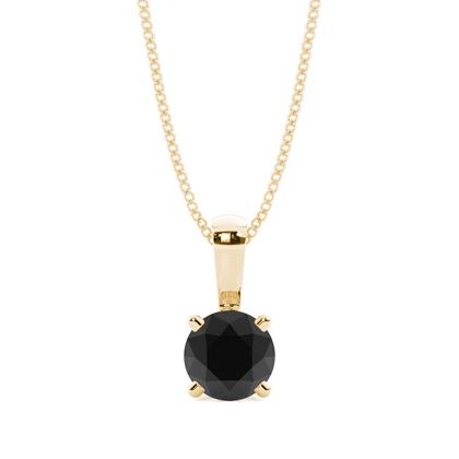 4 Prong Setting Black Diamond Solitaire Pendant