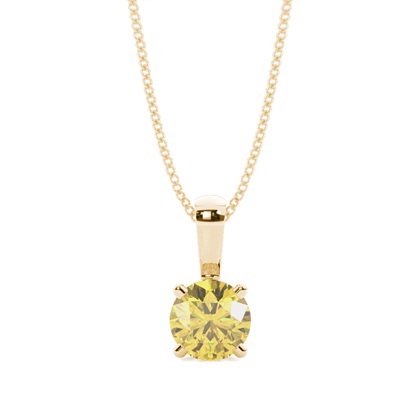 4 Prong Yellow Diamond Solitaire Pendant