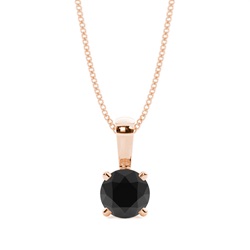 4 Prong Setting Black Diamond Solitaire Pendant