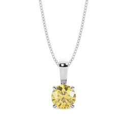 4 Prong Yellow Diamond Solitaire Pendant