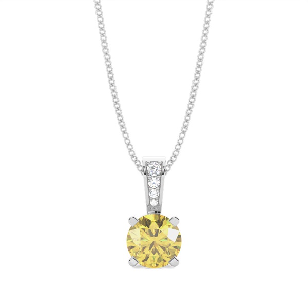 4 Prong Yellow Diamond Solitaire Pendant
