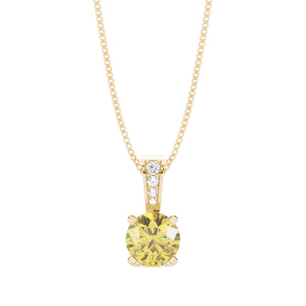 4 Prong Yellow Diamond Solitaire Pendant