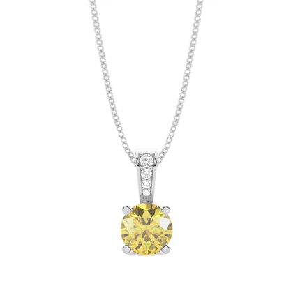 4 Prong Yellow Diamond Solitaire Pendant