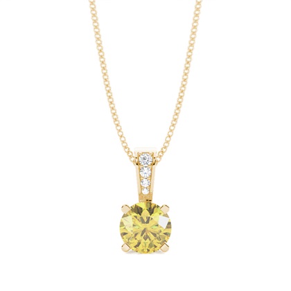 4 Prong Yellow Diamond Solitaire Pendant