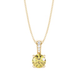 4 Prong Yellow Diamond Solitaire Pendant