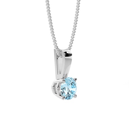 Runde Aquamarin Anhänger in einer 5er Krappenfassung