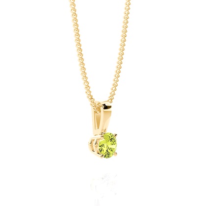 Runde Peridot Anhänger in einer 5er Krappenfassung