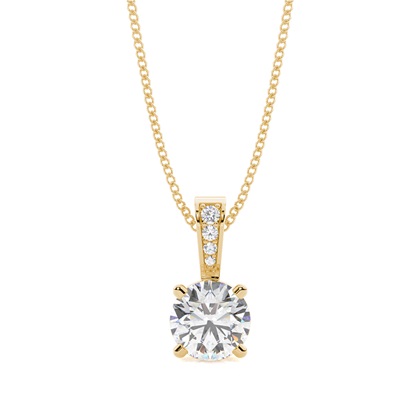 Yellow Gold Solitaire Diamond Pendants Necklaces