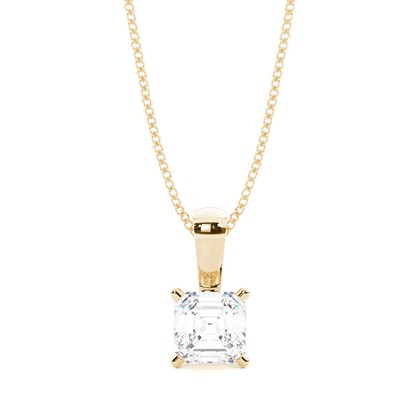 Asscher Yellow Gold Diamond Necklaces and Diamond Pendants