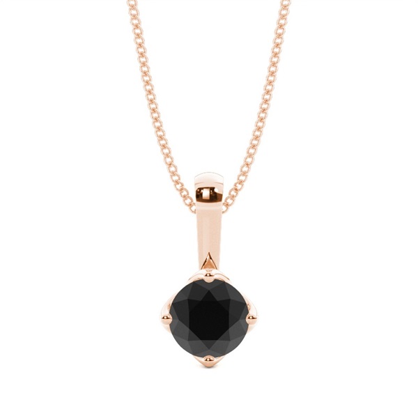 4 Prong Setting Black Diamond Solitaire Pendant