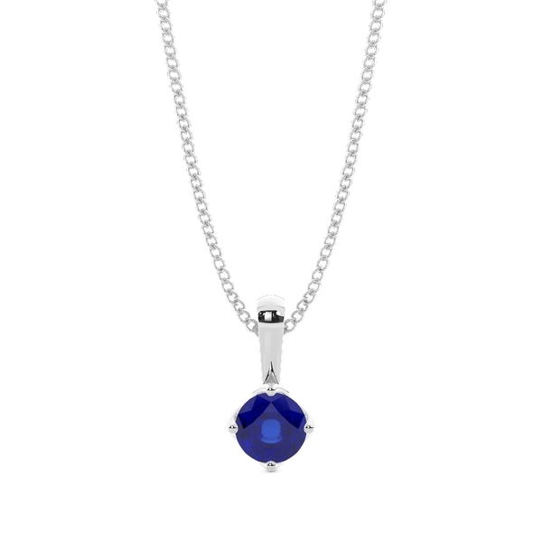 4 Prong Blue Sapphire Solitaire Pendant