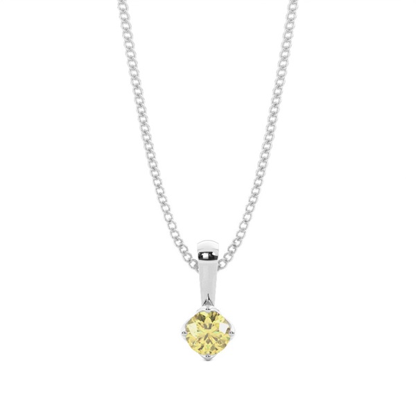 4 Prong Yellow Diamond Solitaire Pendant