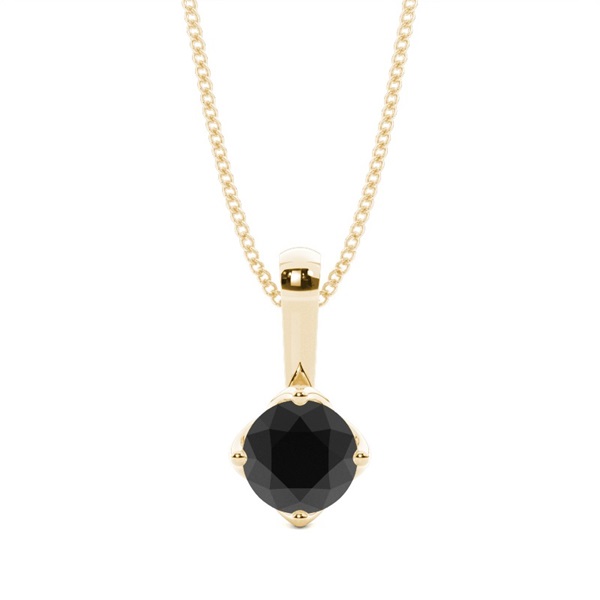 4 Prong Setting Black Diamond Solitaire Pendant