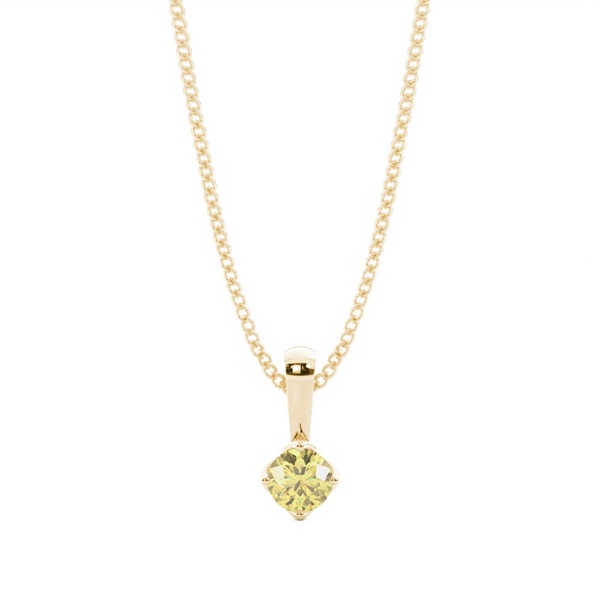 4 Prong Yellow Diamond Solitaire Pendant