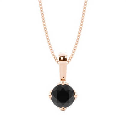 4 Prong Setting Black Diamond Solitaire Pendant