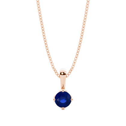4 Prong Blue Sapphire Solitaire Pendant