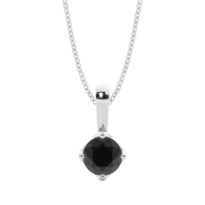 4 Prong Setting Black Diamond Solitaire Pendant