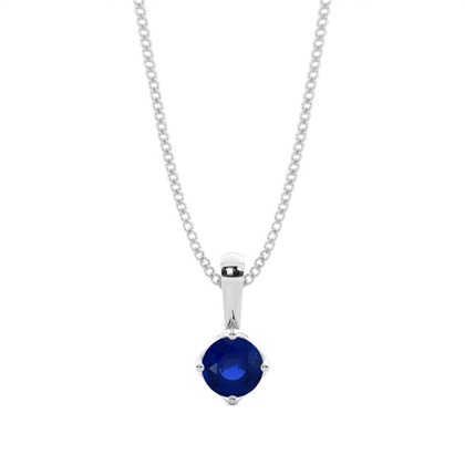 4 Prong Blue Sapphire Solitaire Pendant