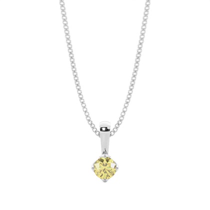 4 Prong Yellow Diamond Solitaire Pendant