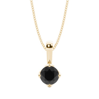 4 Prong Setting Black Diamond Solitaire Pendant