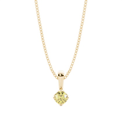 4 Prong Yellow Diamond Solitaire Pendant