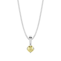 4 Prong Yellow Diamond Solitaire Pendant