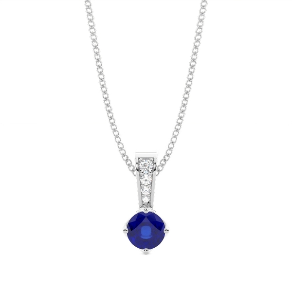 Ciondolo Con Solitario Zaffiro Blu Con Montatura A 4 Griffe