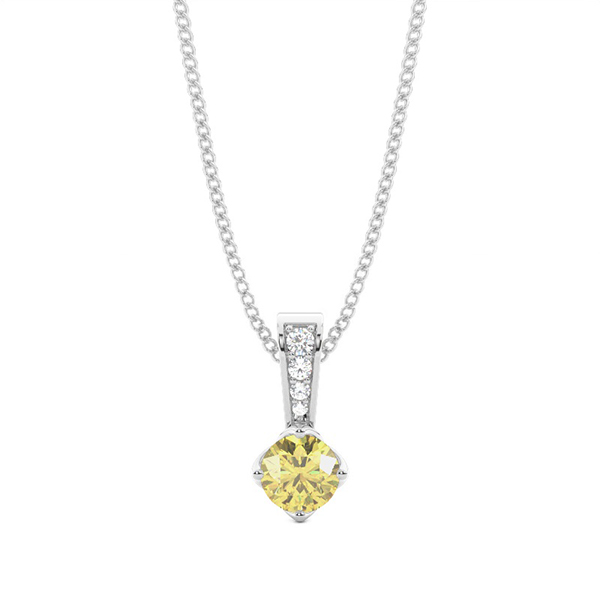 Prong Set Yellow Diamond Solitaire Pendant