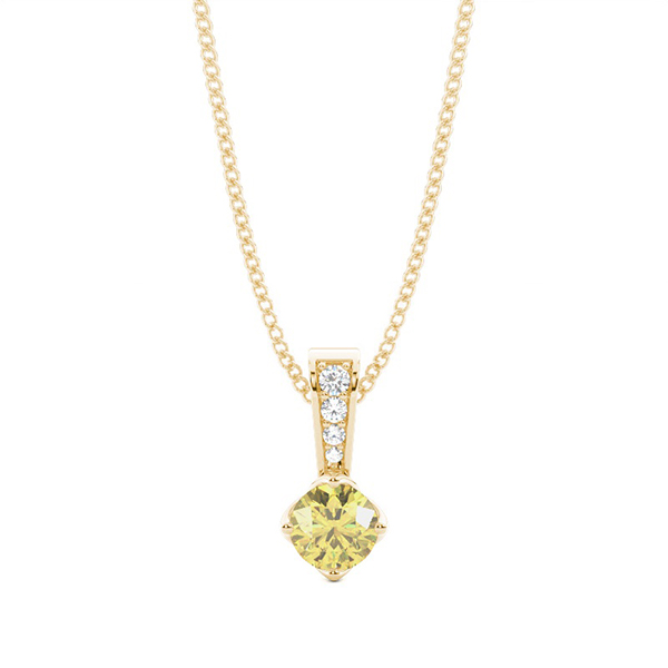 Prong Set Yellow Diamond Solitaire Pendant