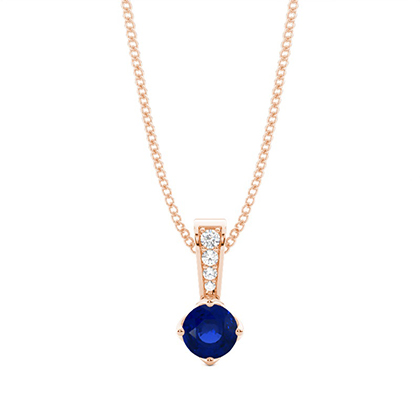 4 Prong Blue Sapphire Solitaire Pendant