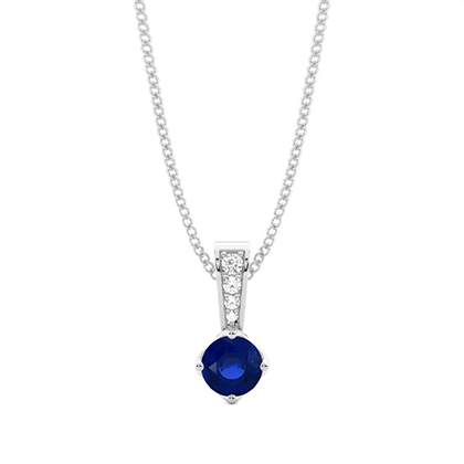 4 Prong Blue Sapphire Solitaire Pendant