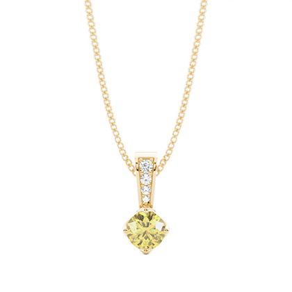 Prong Set Yellow Diamond Solitaire Pendant