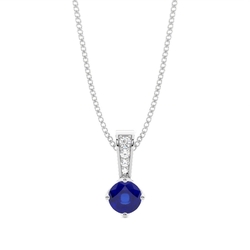 4 Prong Blue Sapphire Solitaire Pendant