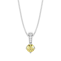 Prong Set Yellow Diamond Solitaire Pendant