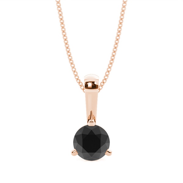 3 Prong Setting Black Diamond Solitaire Pendant