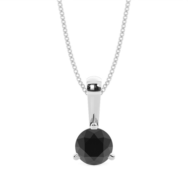 3 Prong Setting Black Diamond Solitaire Pendant