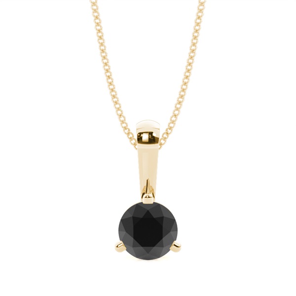 3 Prong Setting Black Diamond Solitaire Pendant