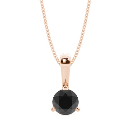 3 Prong Setting Black Diamond Solitaire Pendant
