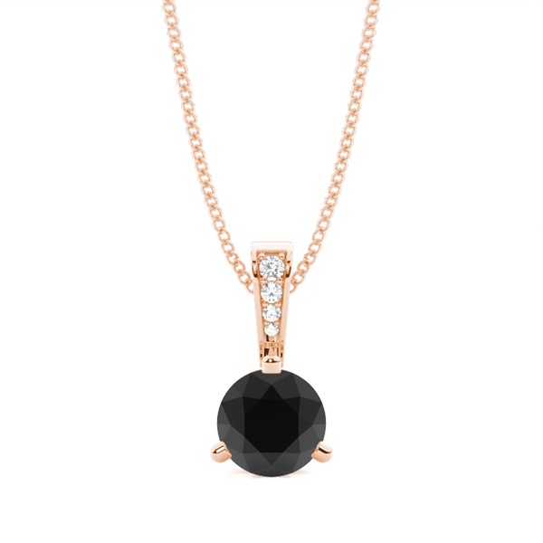 3 Prong Setting Round Black Diamond Solitaire Pendant