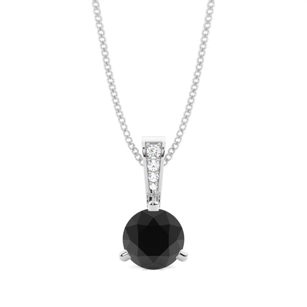 3 Prong Setting Round Black Diamond Solitaire Pendant