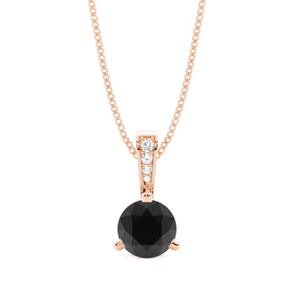 3 Prong Setting Round Black Diamond Solitaire Pendant