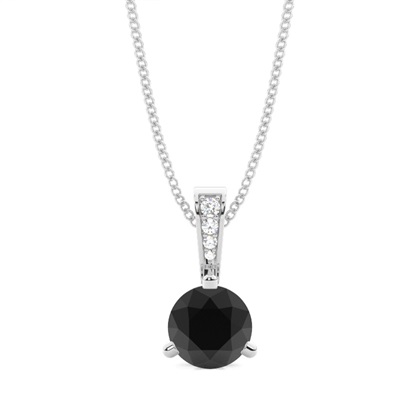 3 Prong Setting Round Black Diamond Solitaire Pendant