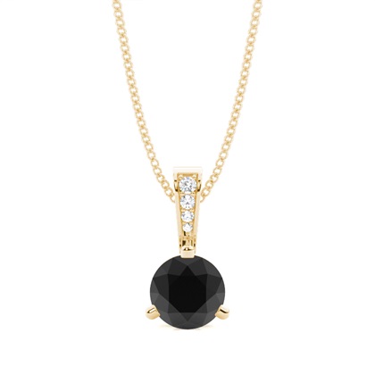 3 Prong Setting Round Black Diamond Solitaire Pendant