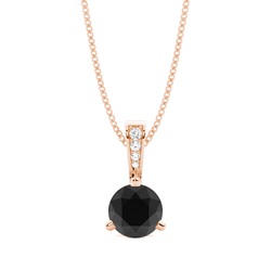 3 Prong Setting Round Black Diamond Solitaire Pendant
