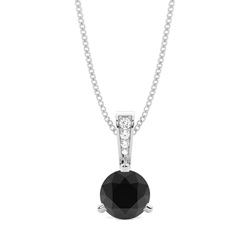 3 Prong Setting Round Black Diamond Solitaire Pendant