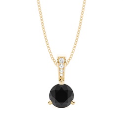 3 Prong Setting Round Black Diamond Solitaire Pendant