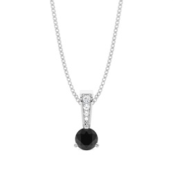 3 Prong Setting Round Black Diamond Solitaire Pendant