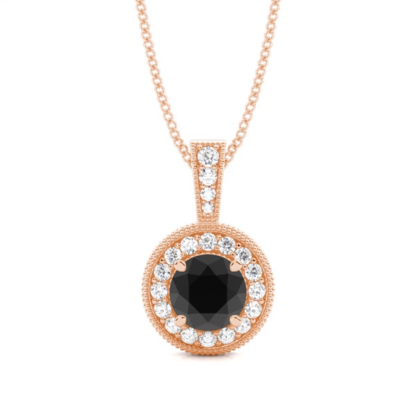 4 Prong Setting Halo Black Diamond Pendant